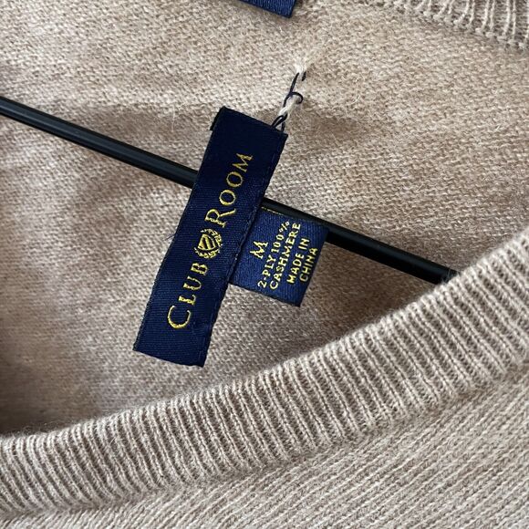 Estate Cashmere Club Room 2-Ply 100% Cashmere Beige Men's Sweater - Medium - Picture 4 of 4